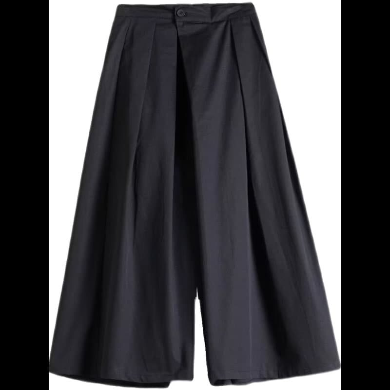 タックワイドパンツ 黒 ワイドタック スカートパンツ ユニセックス