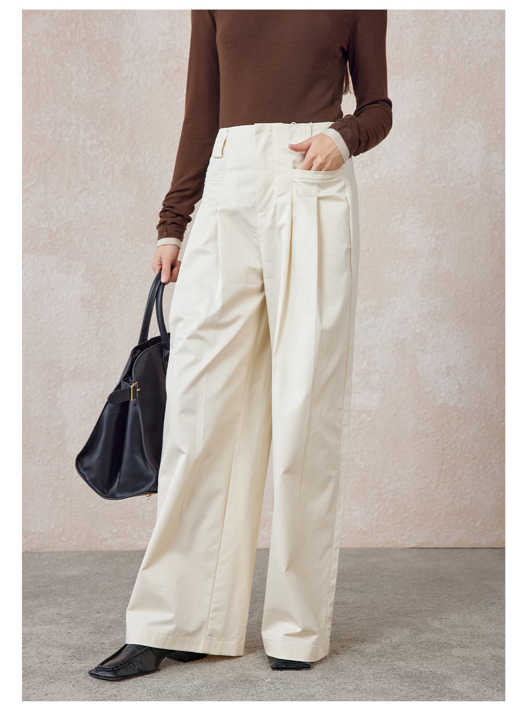 タックワイドパンツ 上品なシルエット リネンタックパンツ