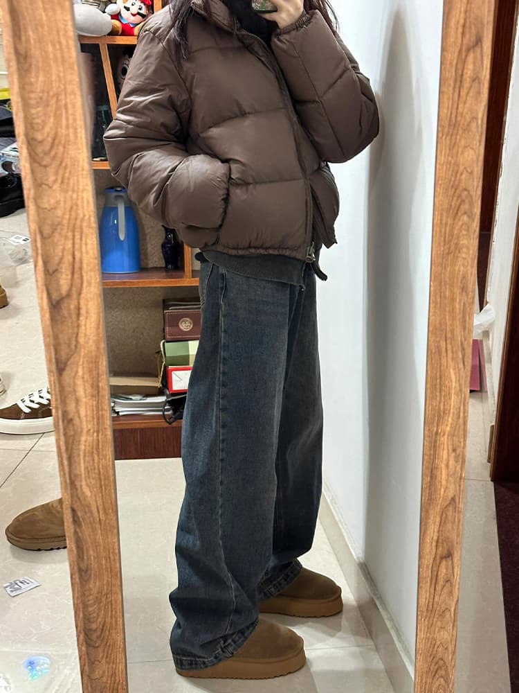 タックワイドパンツ ゆるふわデニムタックパンツ