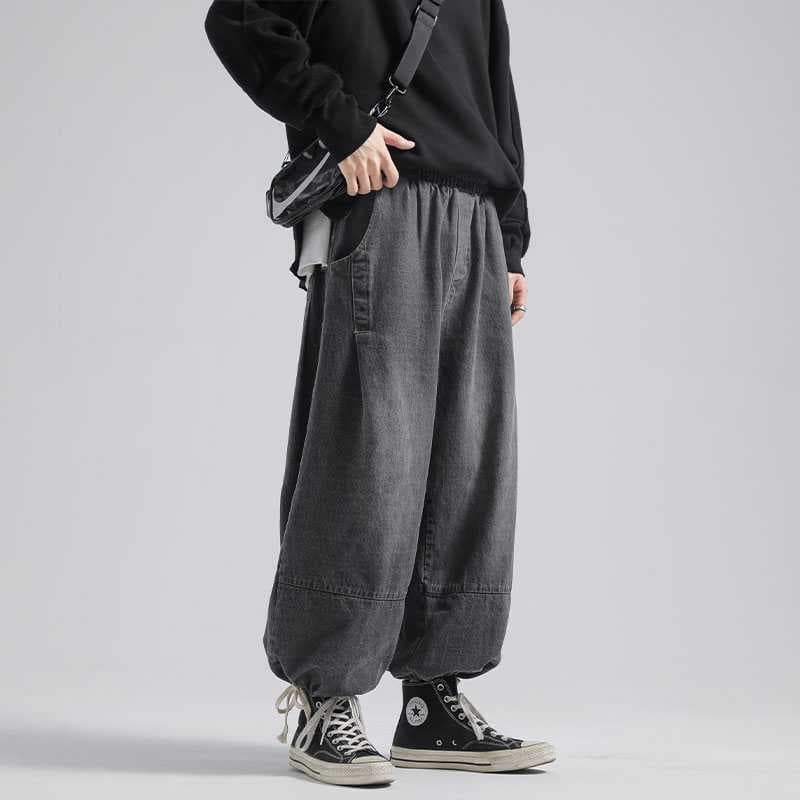 タックワイドパンツ たっぷりシルエットデニムワイドパンツ