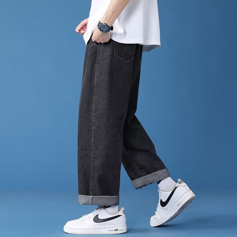 タックワイドパンツ ゆったりとしたデニムタックパンツ