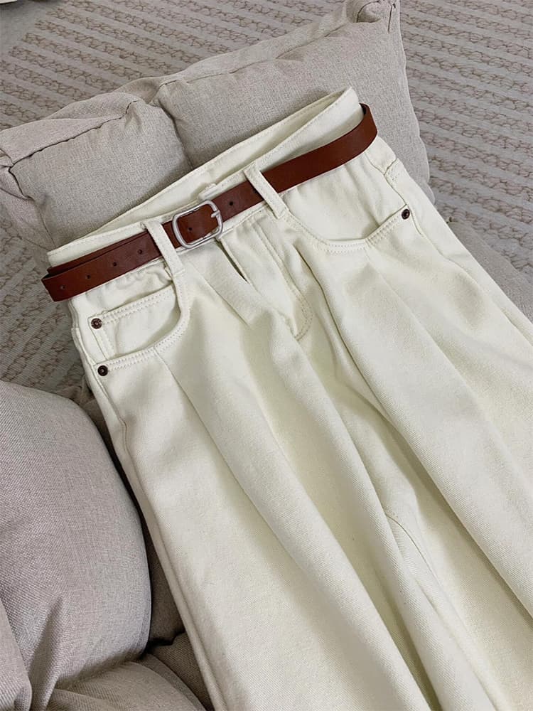 しわ加工リネンタックワイドパンツ