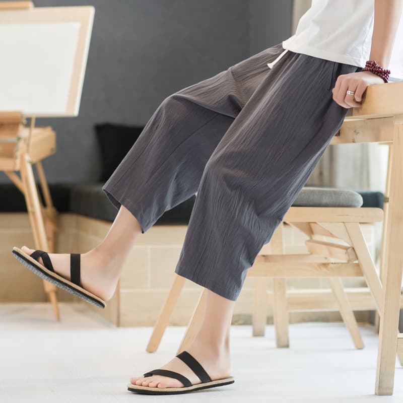 タックワイドパンツ 涼やかリネンタックワイドパンツ