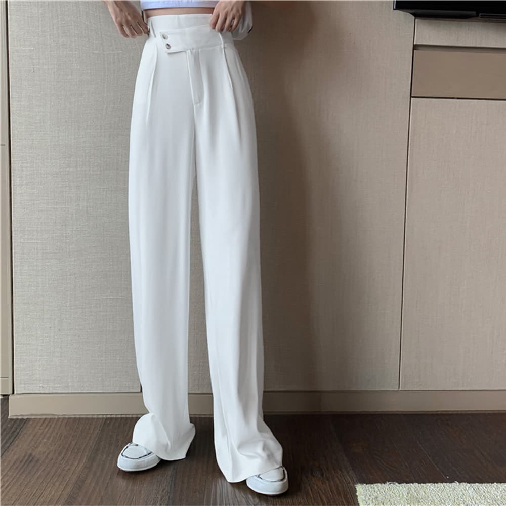 ハイウエスト タックワイドパンツ レディース 美脚