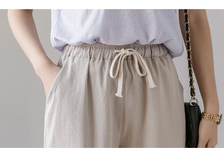 タックワイドパンツなめらかリネンタックワイドパンツ