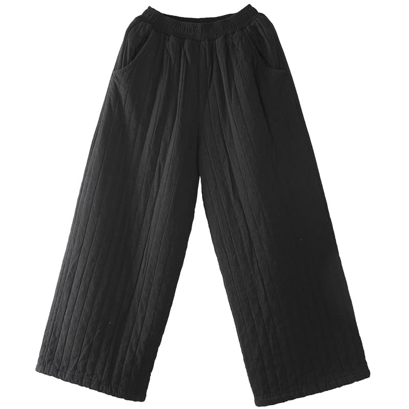 タックワイドパンツ キルティング加工リネンワイドパンツ