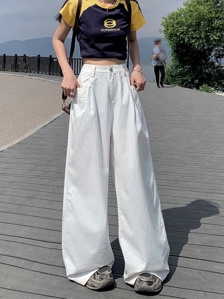タックワイドパンツ タックワイドパンツ ゆったり贅沢タックワイドパンツ