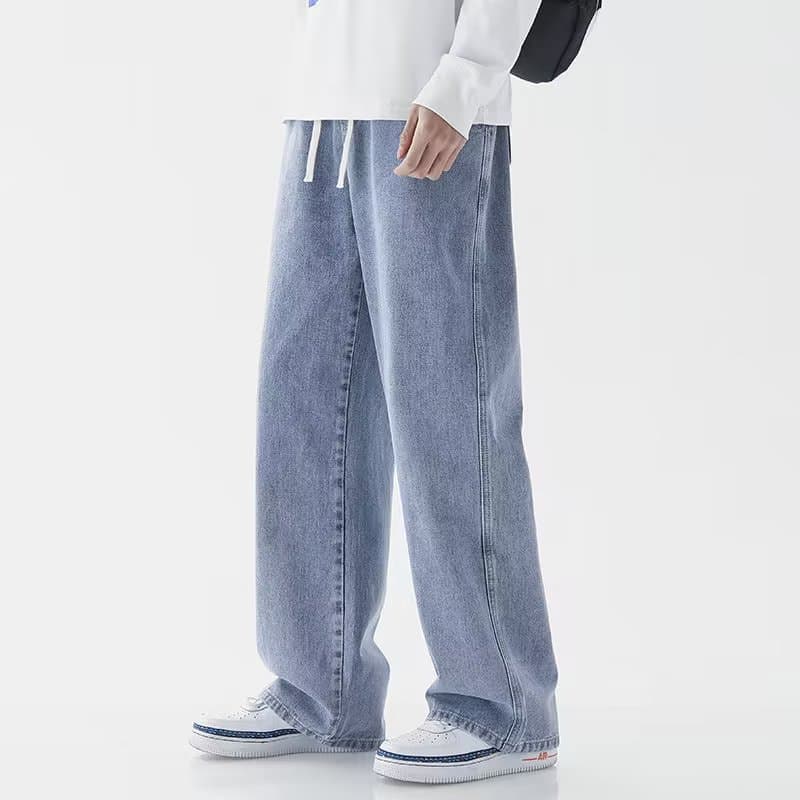 タックワイドパンツ リラックスゆったりデニムタックパンツ