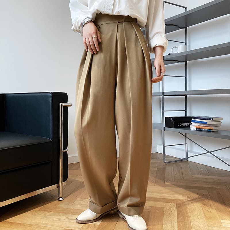 タックワイドパンツ リラックスタック美脚パンツ