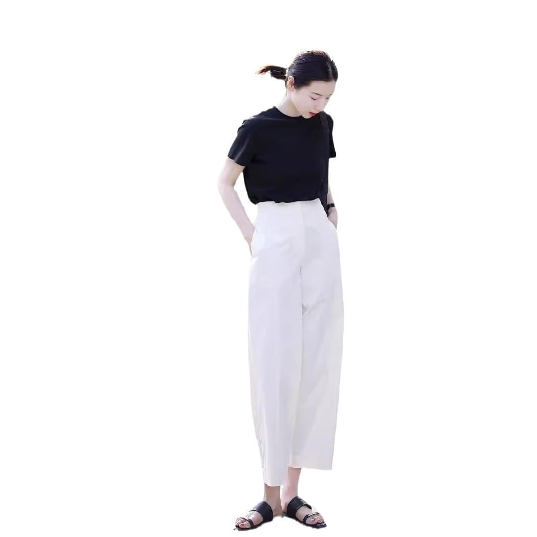 タックワイドパンツ 上品シルエット タックパンツ