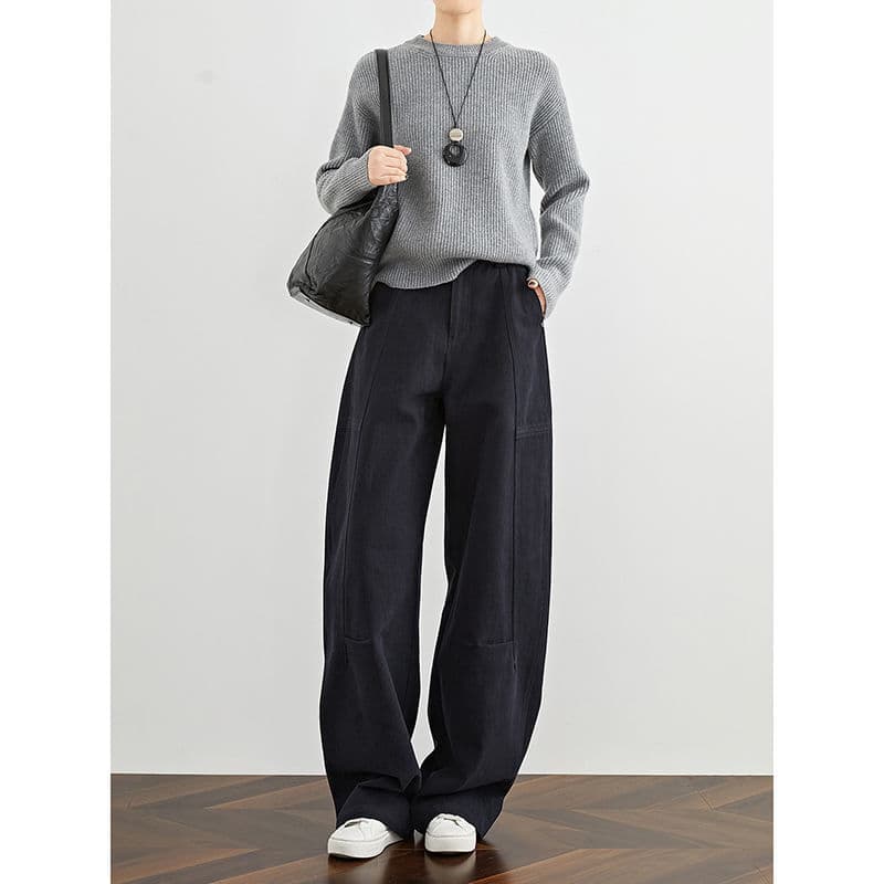 タックワイドパンツ 上品シルエットワイドタックデニム