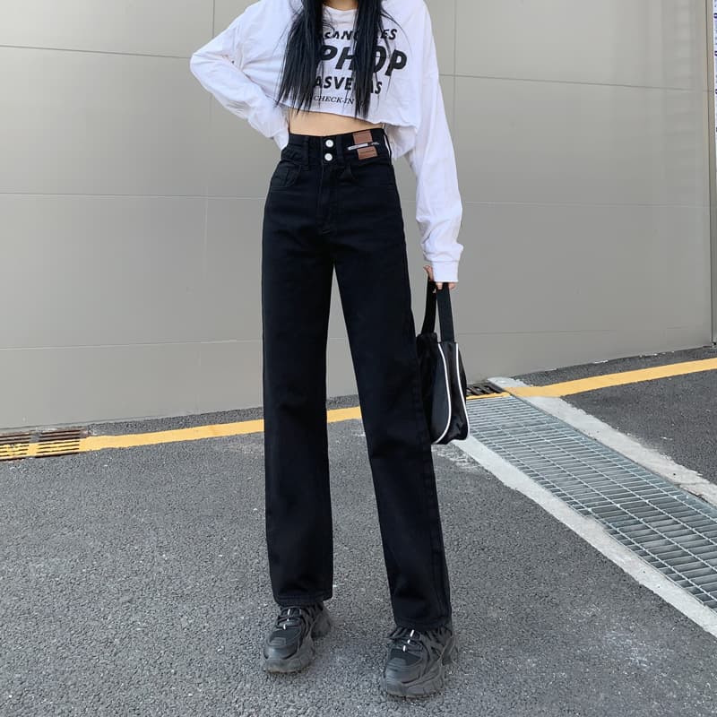 タックワイドパンツ ゆったりウエストカバーロングデニム