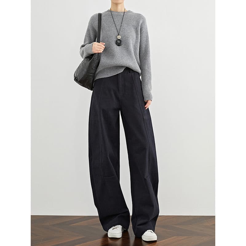 タックワイドパンツ 上品シルエットワイドタックデニム