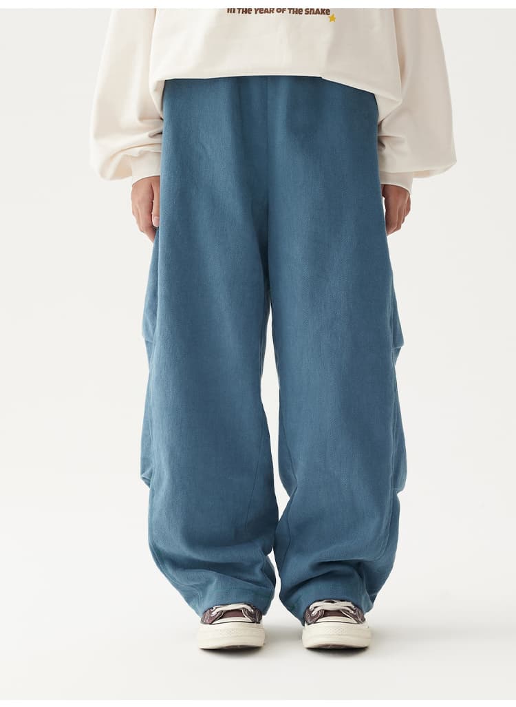 タックワイドパンツ ゆったり涼やかリネンタックパンツ