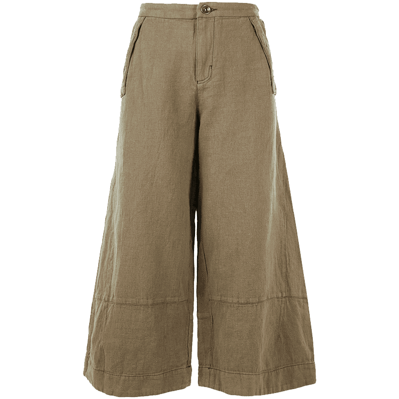 タックワイドパンツ リネン素材のゆったりタックワイドパンツ