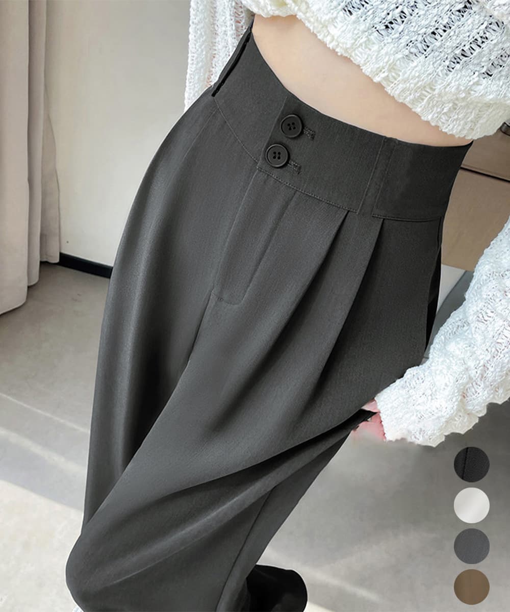 タックワイドパンツ ハイウエスト ツータック