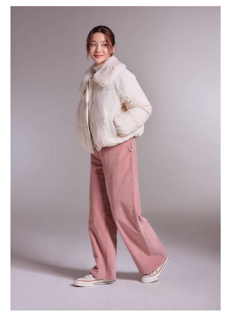 タックワイドパンツ ゆったりコーデュロイタックパンツ