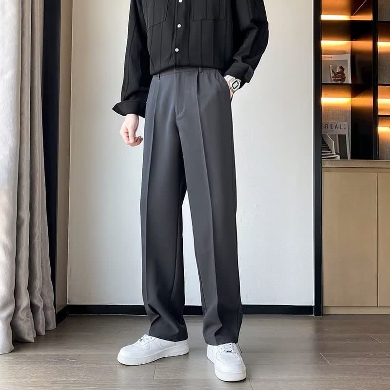 タックワイドパンツ なめらか艶感ワイドパンツ