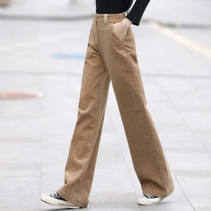 タックワイドパンツ ゆったりコーデュロイワイドタック