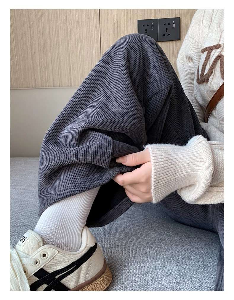 タックワイドパンツ 楽らくゆったりコーデュロイパンツ