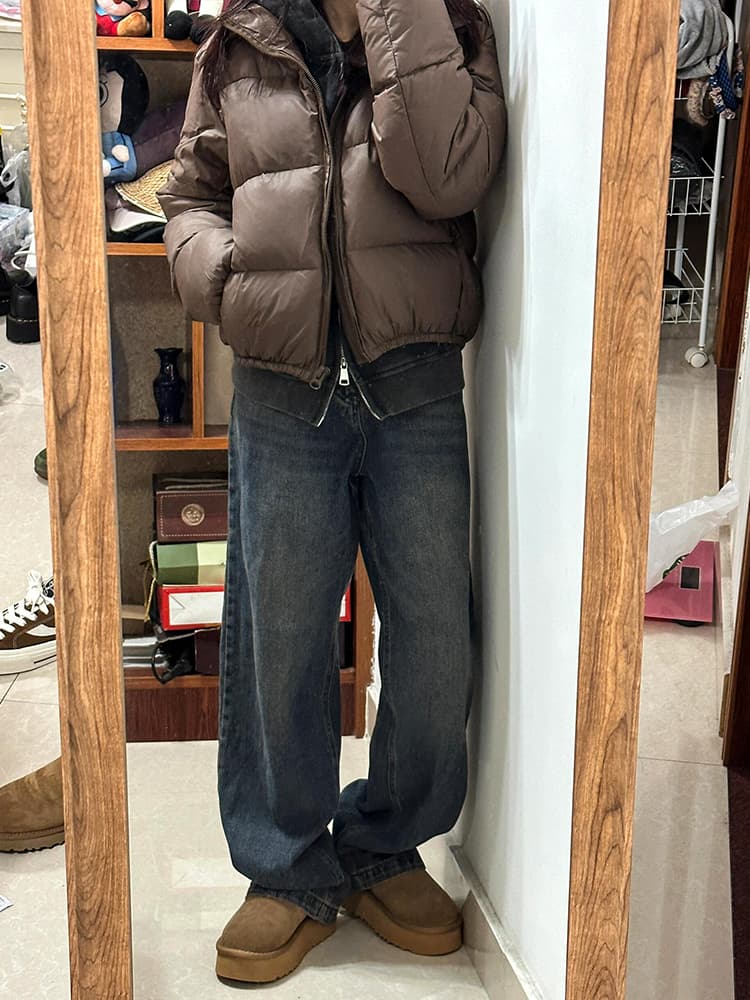 タックワイドパンツ ゆるふわデニムタックパンツ