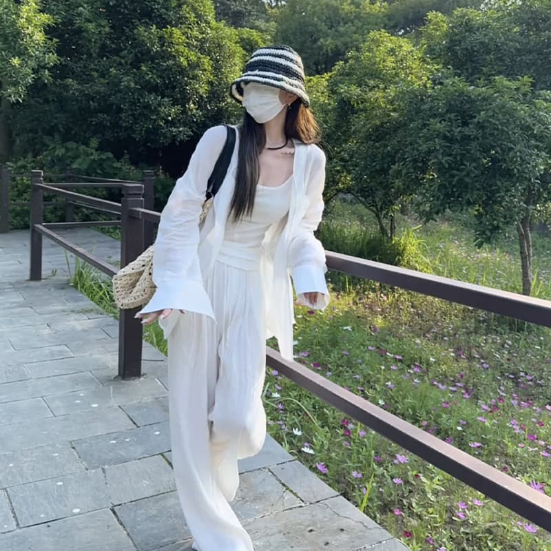 タックワイドパンツ リラックスリネンワイドパンツ