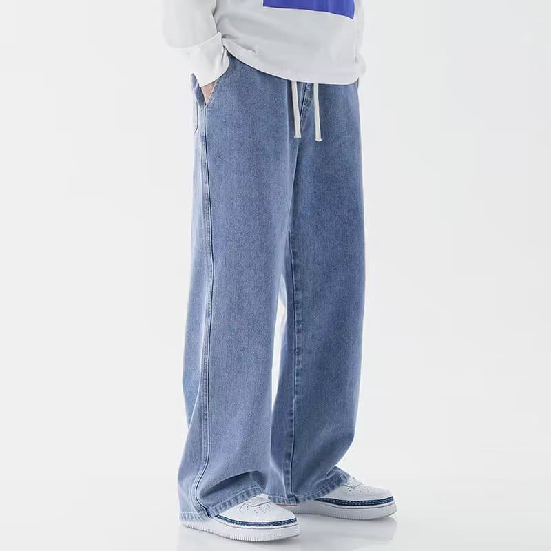 タックワイドパンツ リラックスゆったりデニムタックパンツ