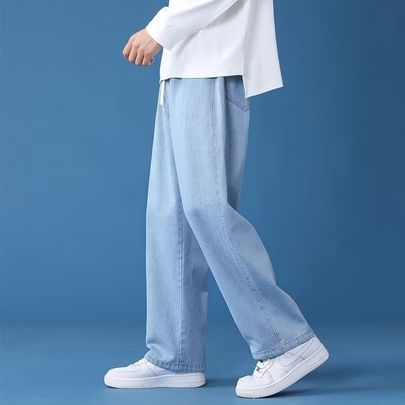 タックワイドパンツ ゆったりとしたデニムタックパンツ