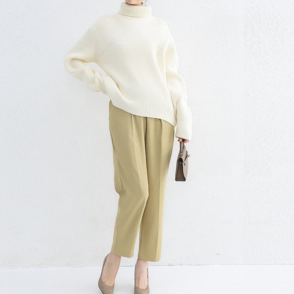 タックワイドパンツ レディース 美脚 体型カバー
