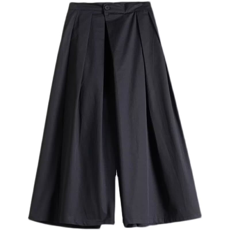 タックワイドパンツ 黒 ワイドタック スカートパンツ ユニセックス