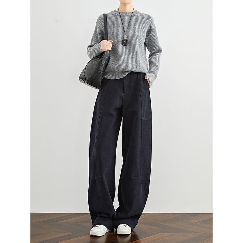 タックワイドパンツ 上品シルエットワイドタックデニム