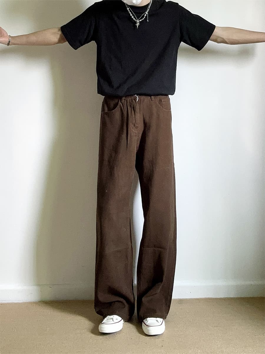 タックワイドパンツ ゆったり流麗タックパンツ
