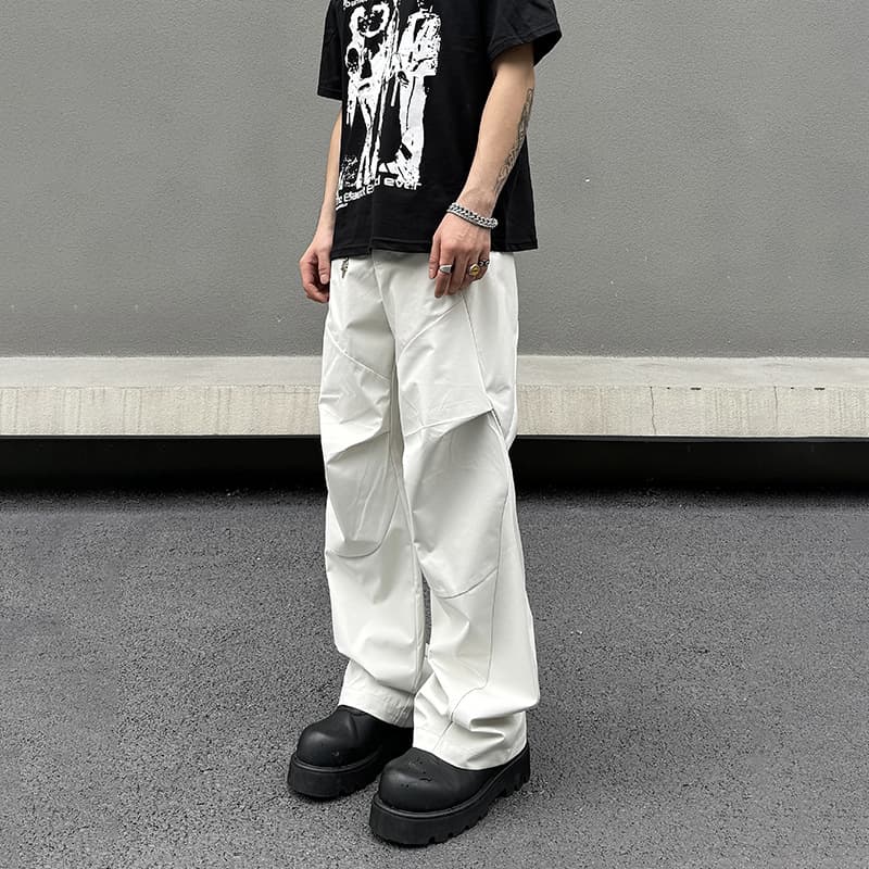 タックワイドパンツ ゆったりシルエットタックワイドパンツ
