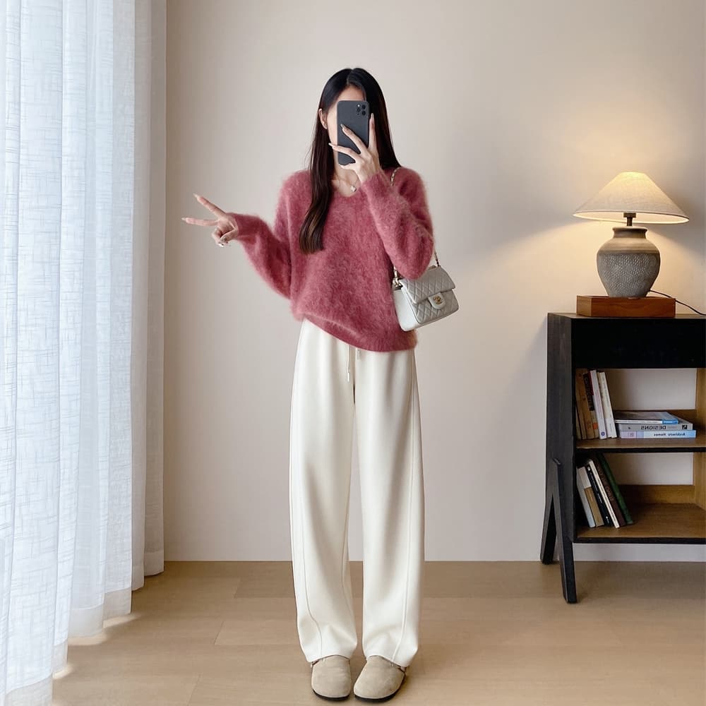 タックワイドパンツ なめらかストレッチタックワイドパンツ