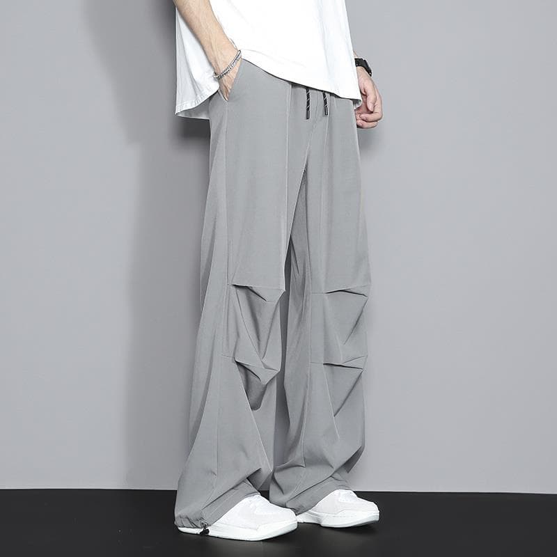 タックワイドパンツ 立体デザインドローストリングパンツ