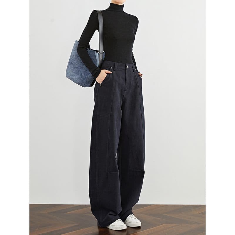 タックワイドパンツ 上品シルエットワイドタックデニム