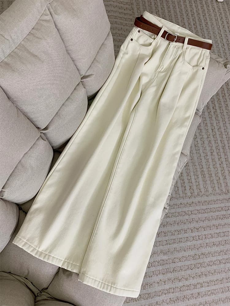 しわ加工リネンタックワイドパンツ