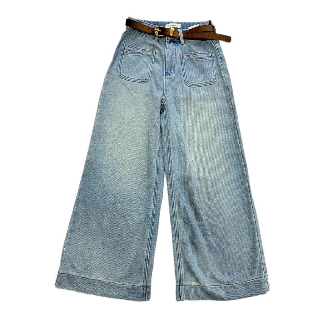 タックワイドパンツ フロントタック入りゆったりデニムパンツ