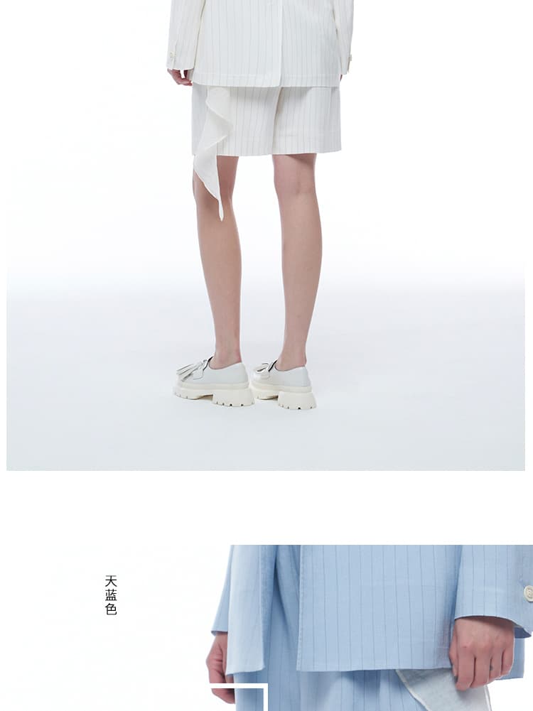 リネン混紡タックワイドパンツ