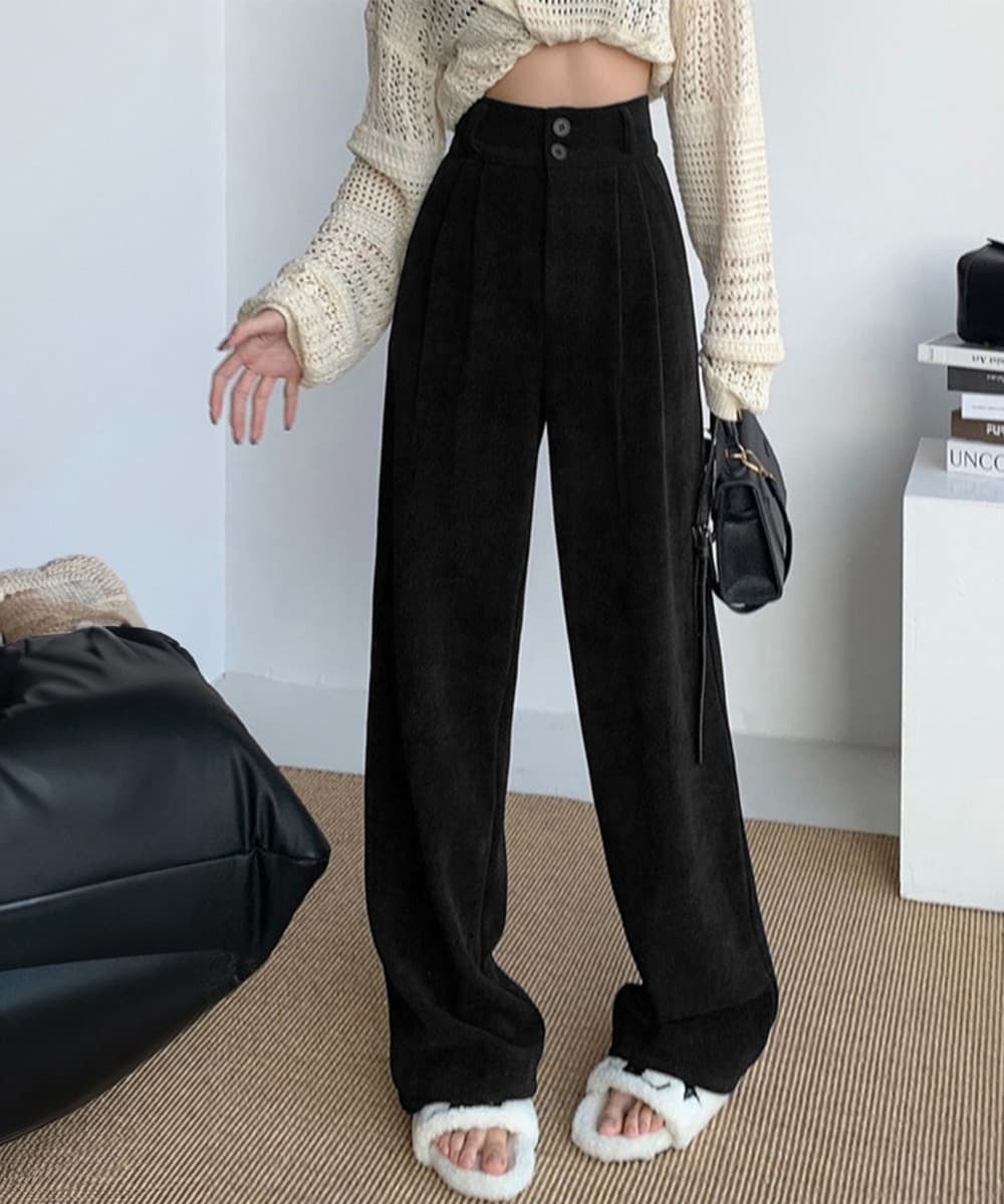 コーデュロイタックワイドパンツ裏起毛