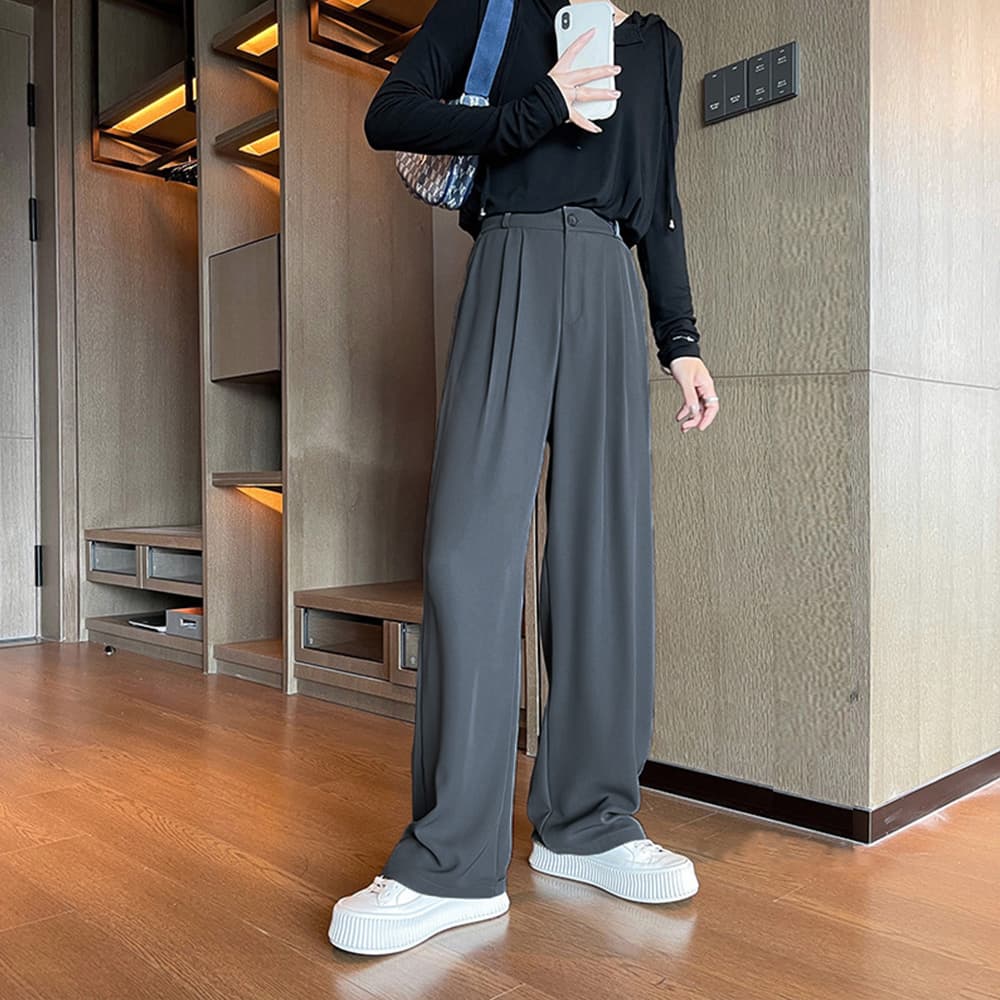 タックワイドパンツ タック入りワイドパンツ レディース ハイウエスト