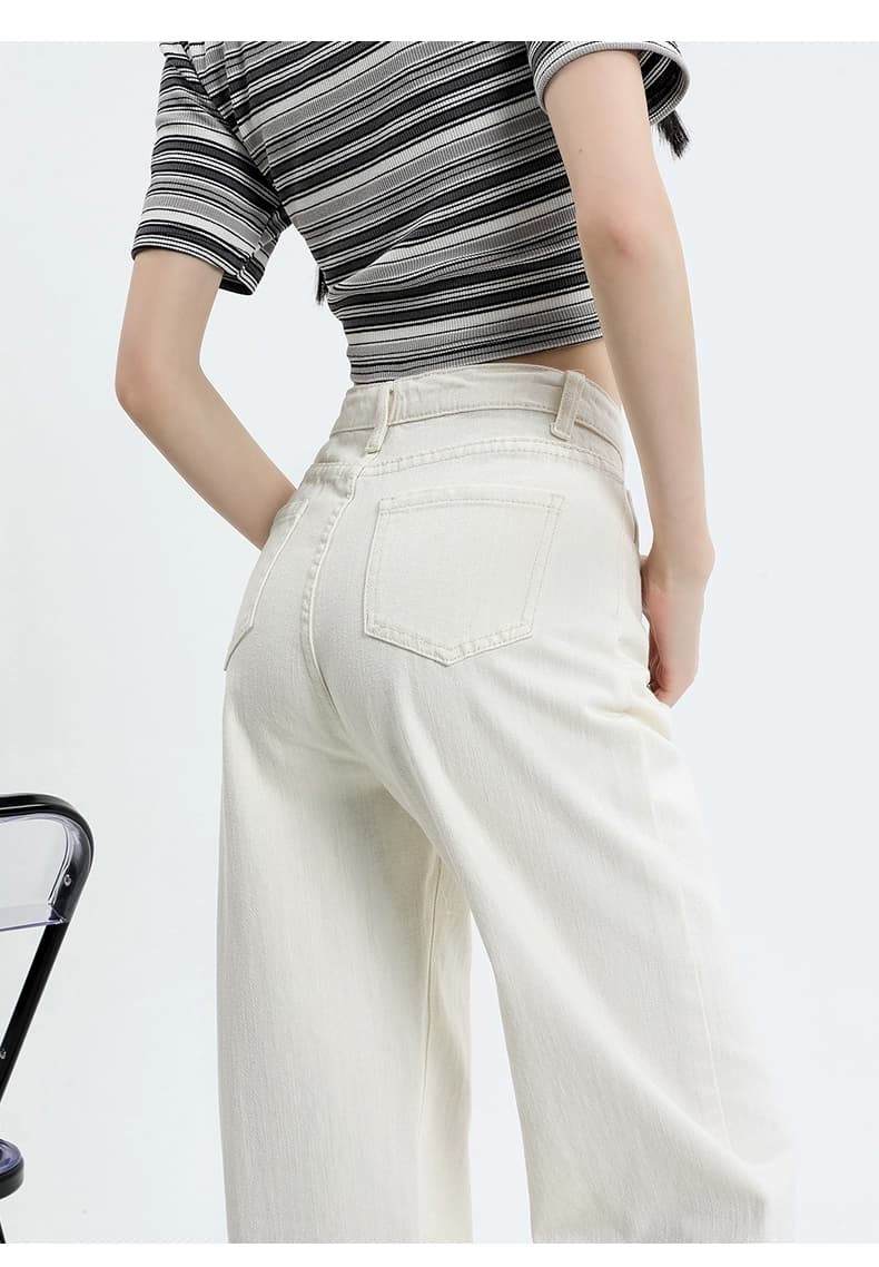 タックワイドパンツ 脚長効果抜群ワイドデニムパンツ美脚シルエット