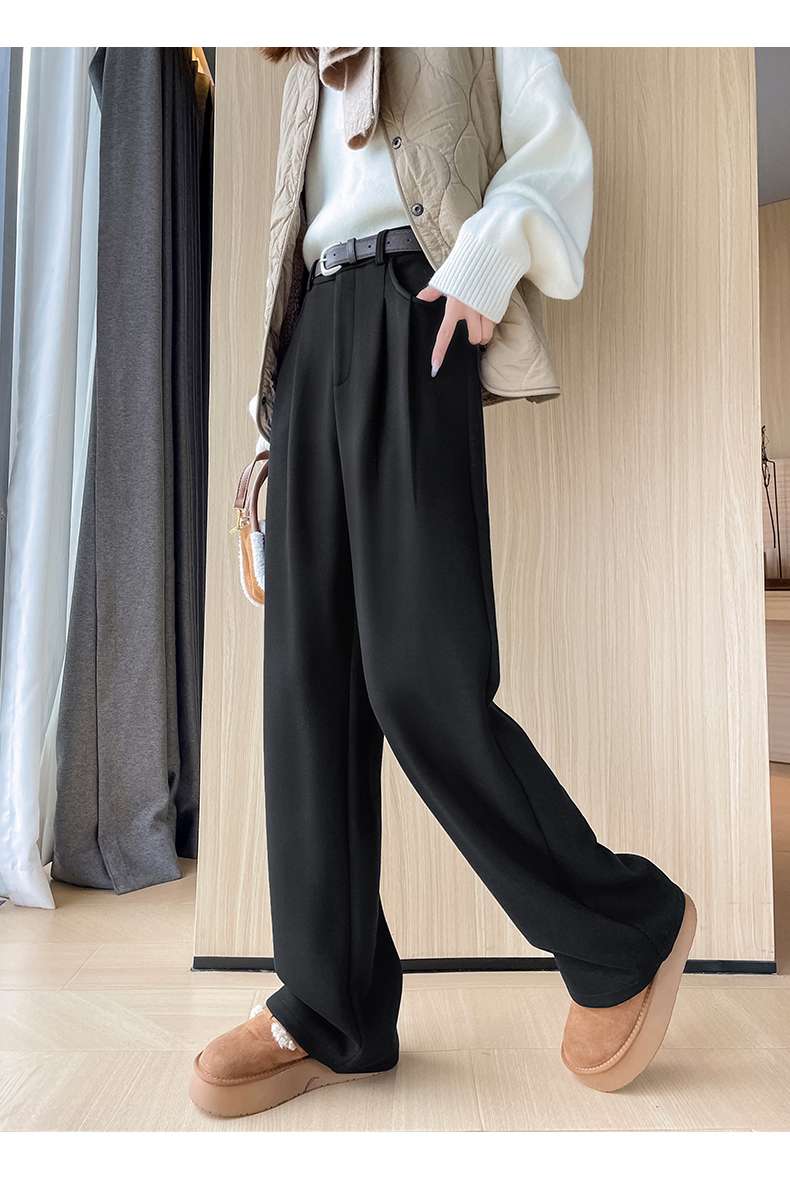 美脚見せハイウエストタックワイドパンツ