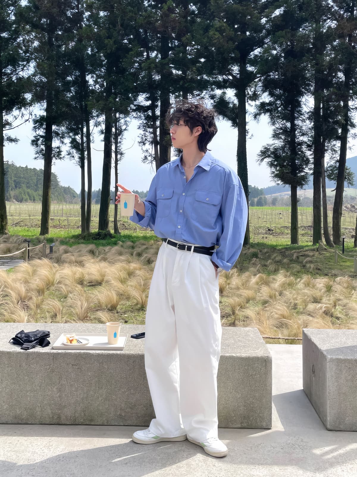 タックワイドパンツ 男性用ダブルタック入りワイドパンツ