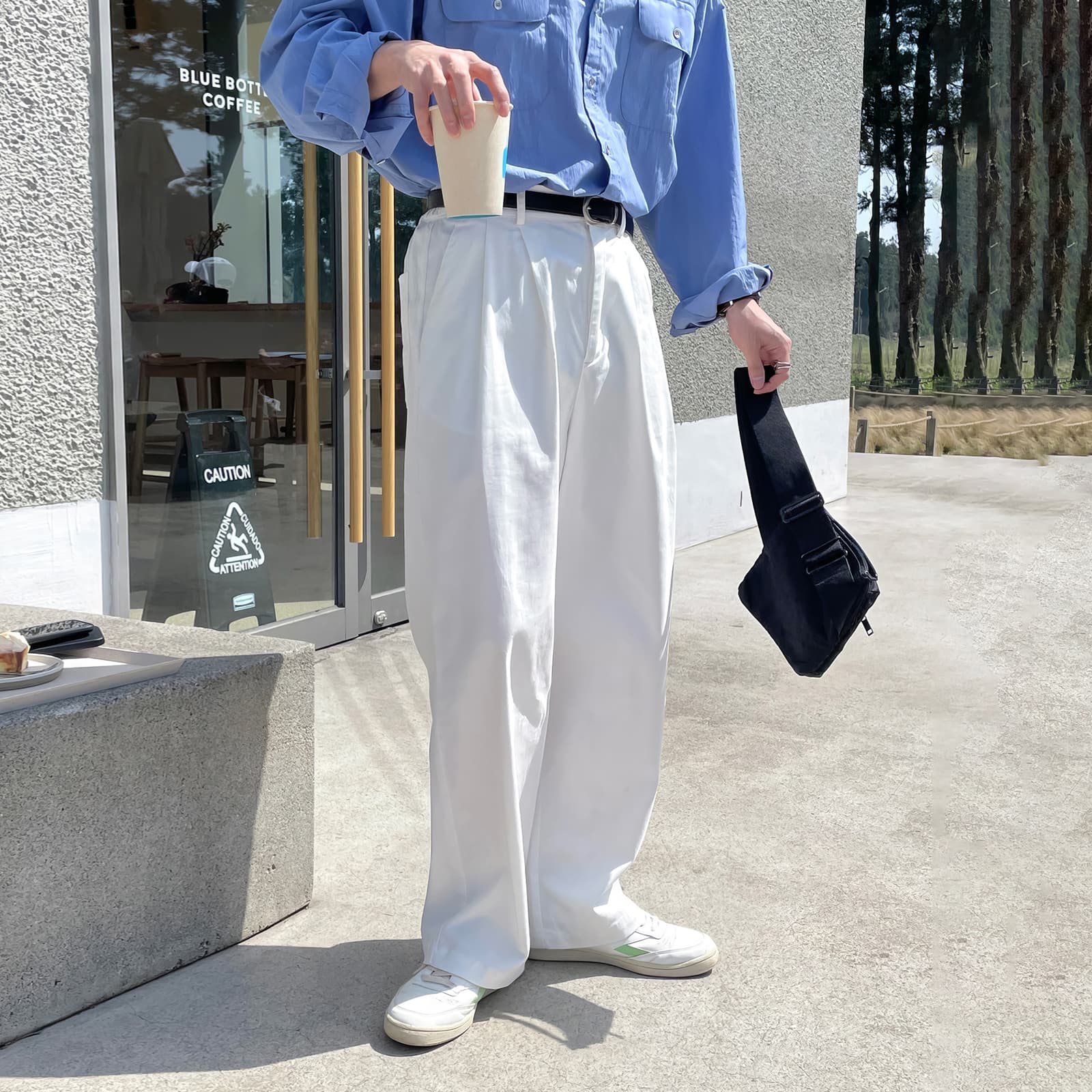 タックワイドパンツ 男性用ダブルタック入りワイドパンツ