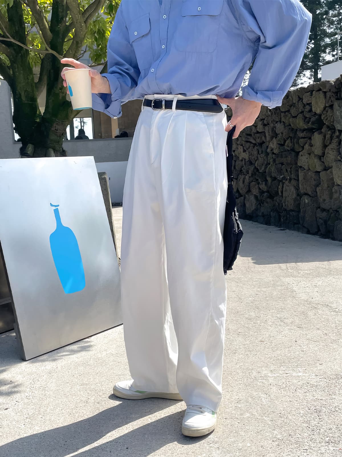 タックワイドパンツ 男性用ダブルタック入りワイドパンツ