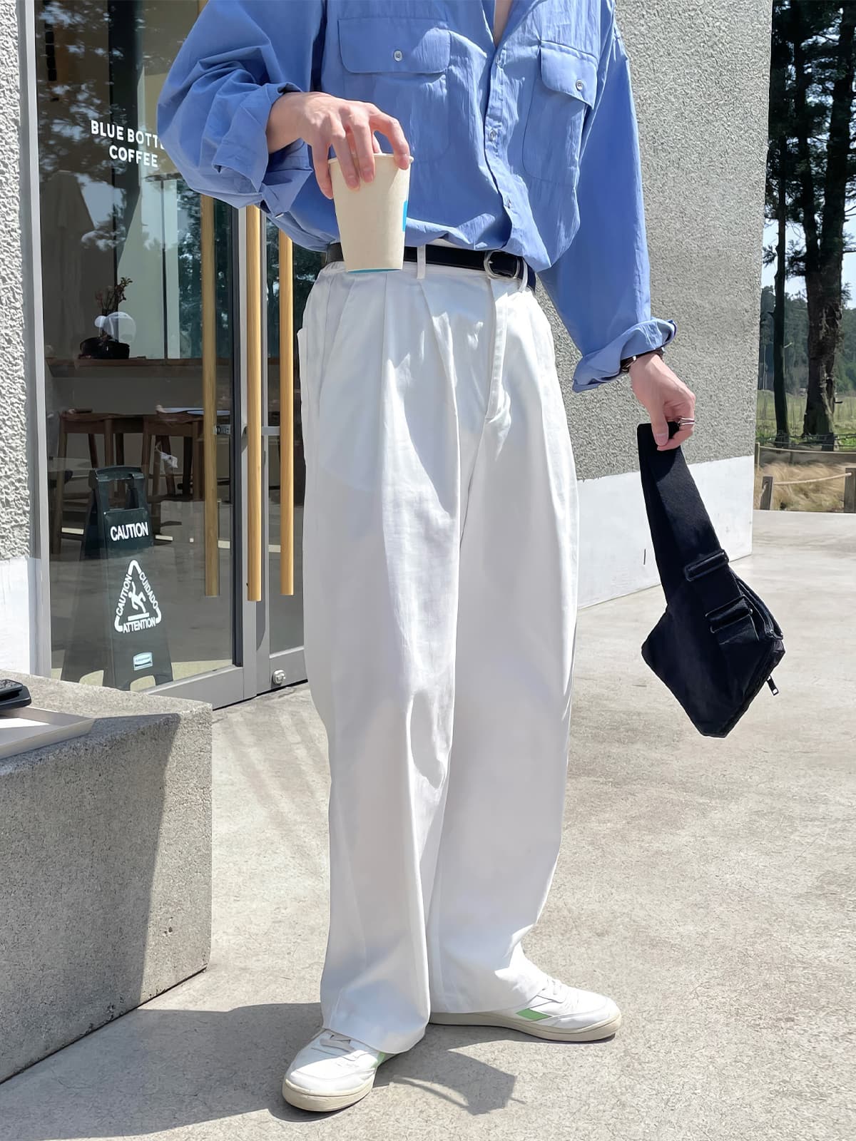 タックワイドパンツ 男性用ダブルタック入りワイドパンツ