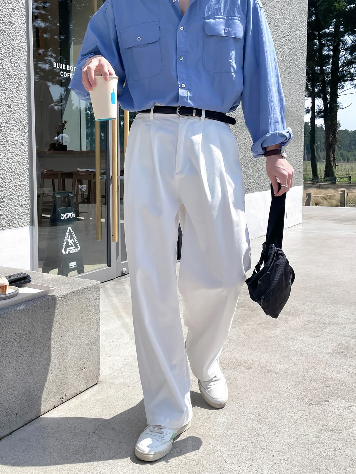 タックワイドパンツ 男性用ダブルタック入りワイドパンツ