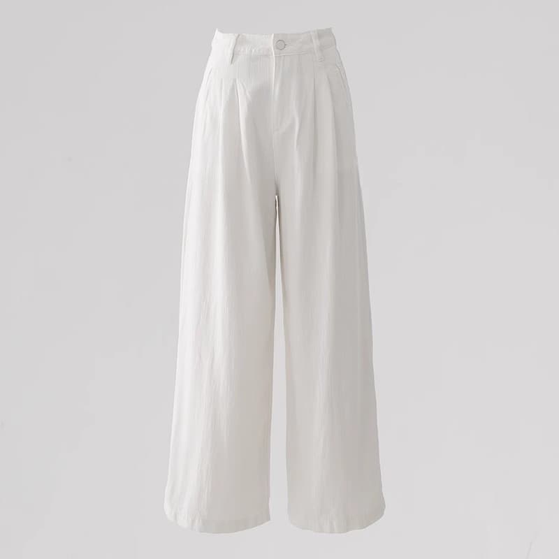 タックワイドパンツ ゆったりタック入りデニムワイドパンツ