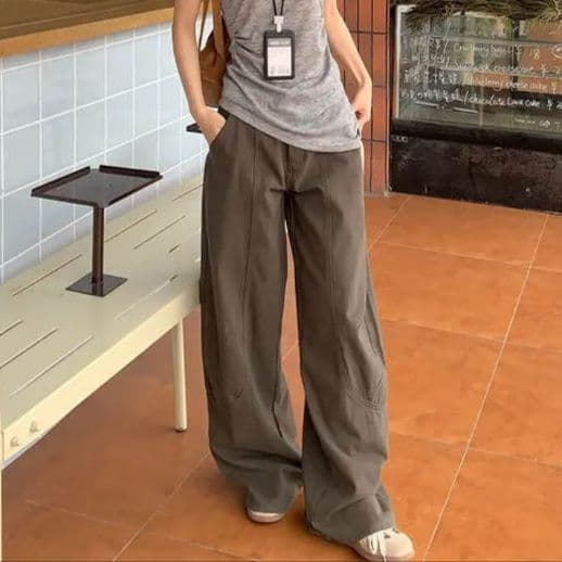 タックワイドパンツ ゆったり美シルエットタックパンツ